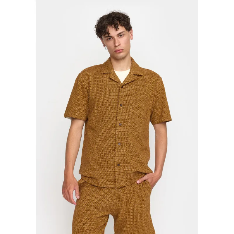 Jaquard Short-sleeved Cuban Shirt / 3175 - Yellow sold by Revolution