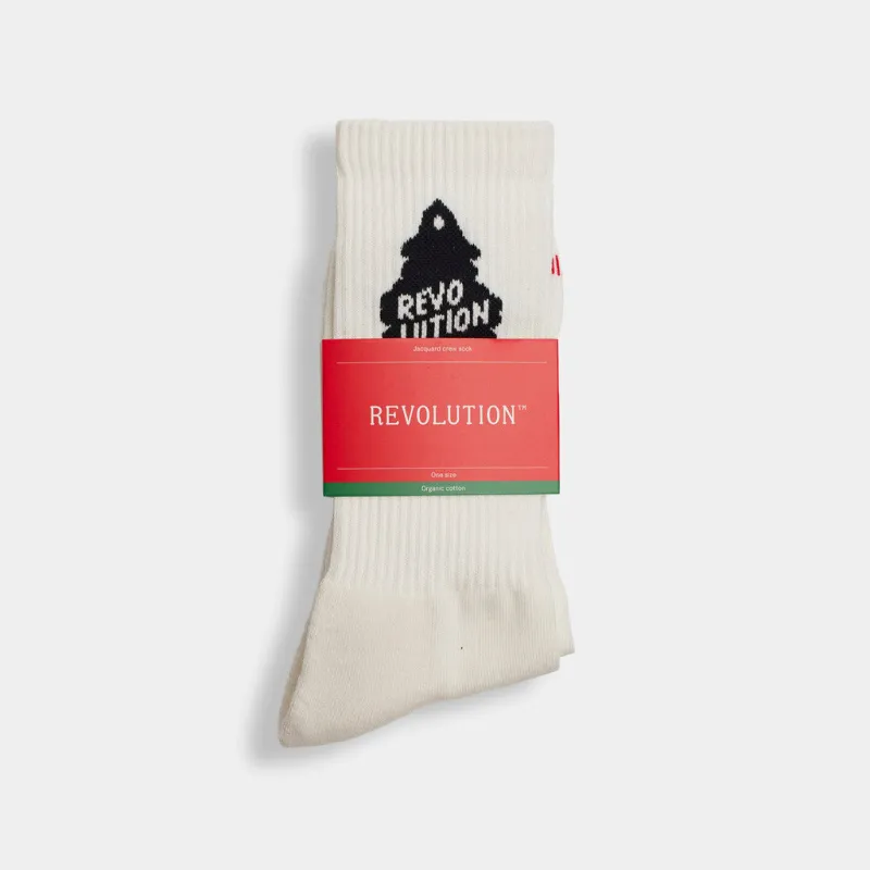 Jaquard Crew Sock / 8911 - Offwhite sold by Revolution