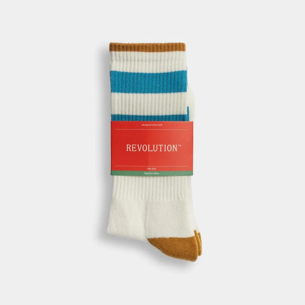 Jaquard Crew Sock / 8907 - White sold by Revolution