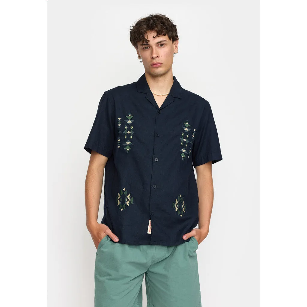 Short-sleeved Cuban Shirt / 3174 - Navy sold by Revolution