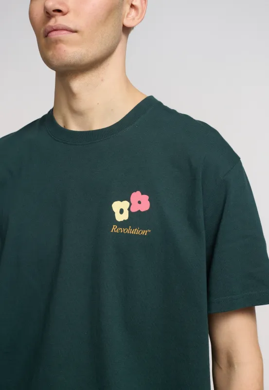 Printed T-shirt / 1423 FLO - Darkgreen sold by Revolution