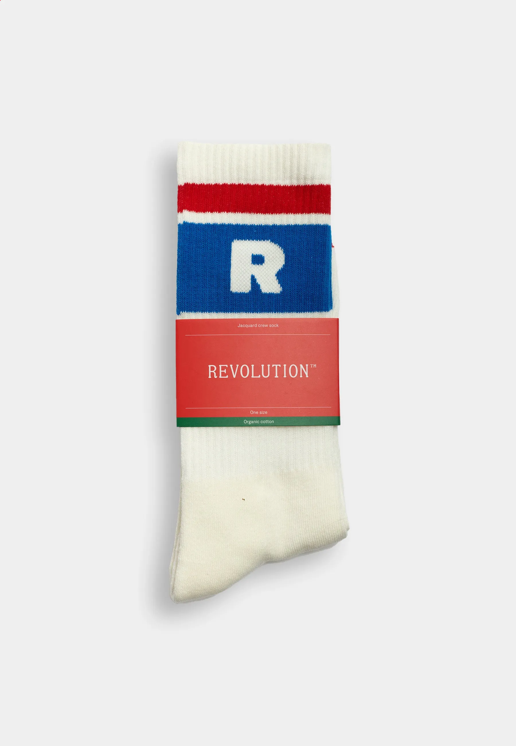 Jaquard Crew Sock / 8923 - Offwhite sold by Revolution
