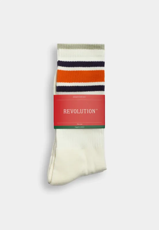 Jaquard Crew Sock / 8922 - Offwhite sold by Revolution