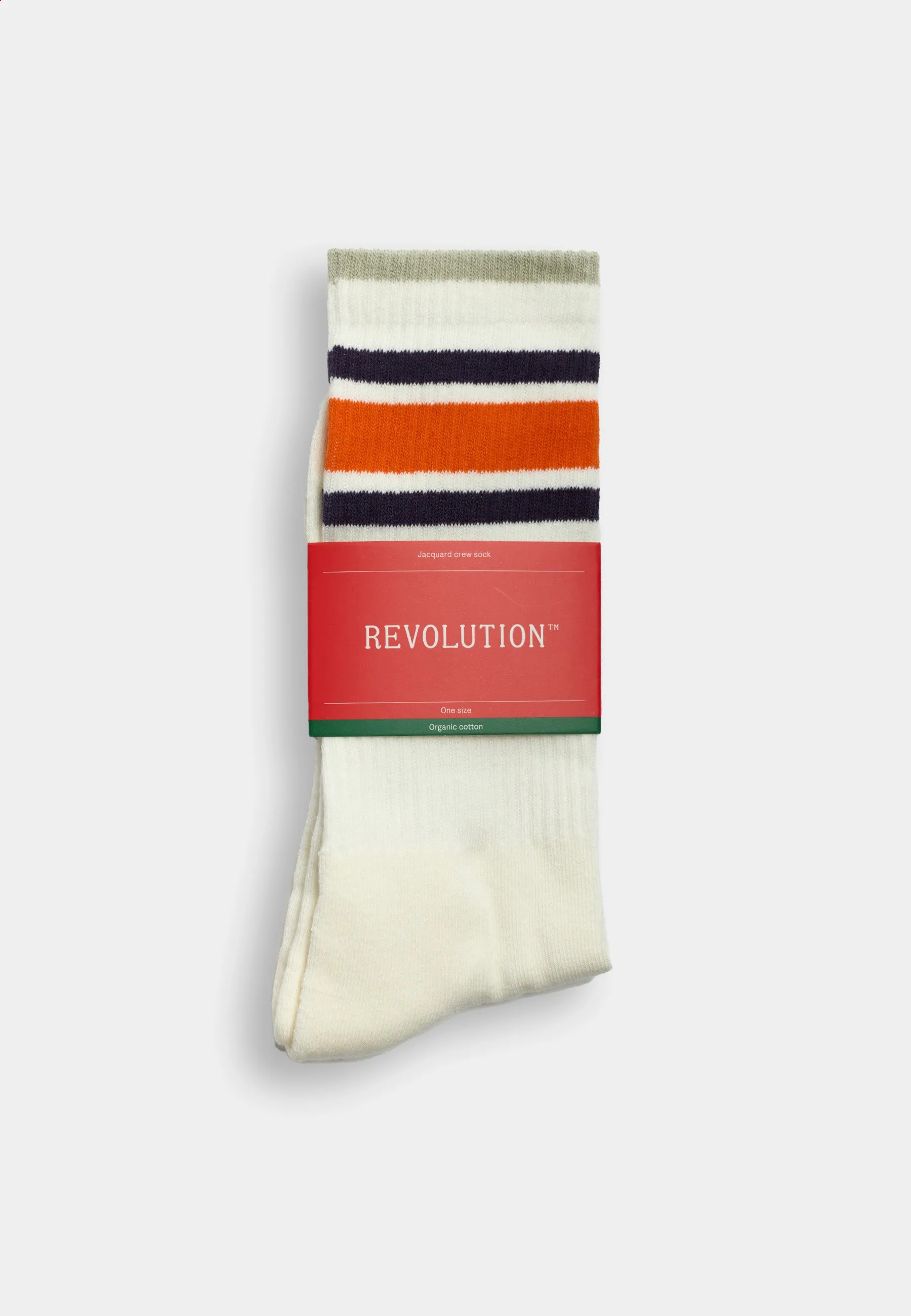 Jaquard Crew Sock / 8922 - Offwhite sold by Revolution