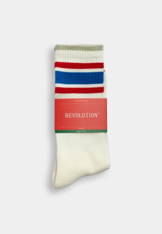 Jaquard Crew Sock / 8921 - Offwhite sold by Revolution