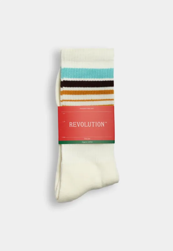 Jaquard Crew Sock / 8920 - Offwhite sold by Revolution