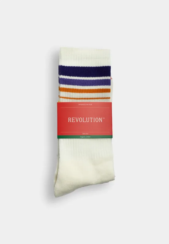 Jaquard Crew Sock / 8919 - Offwhite sold by Revolution