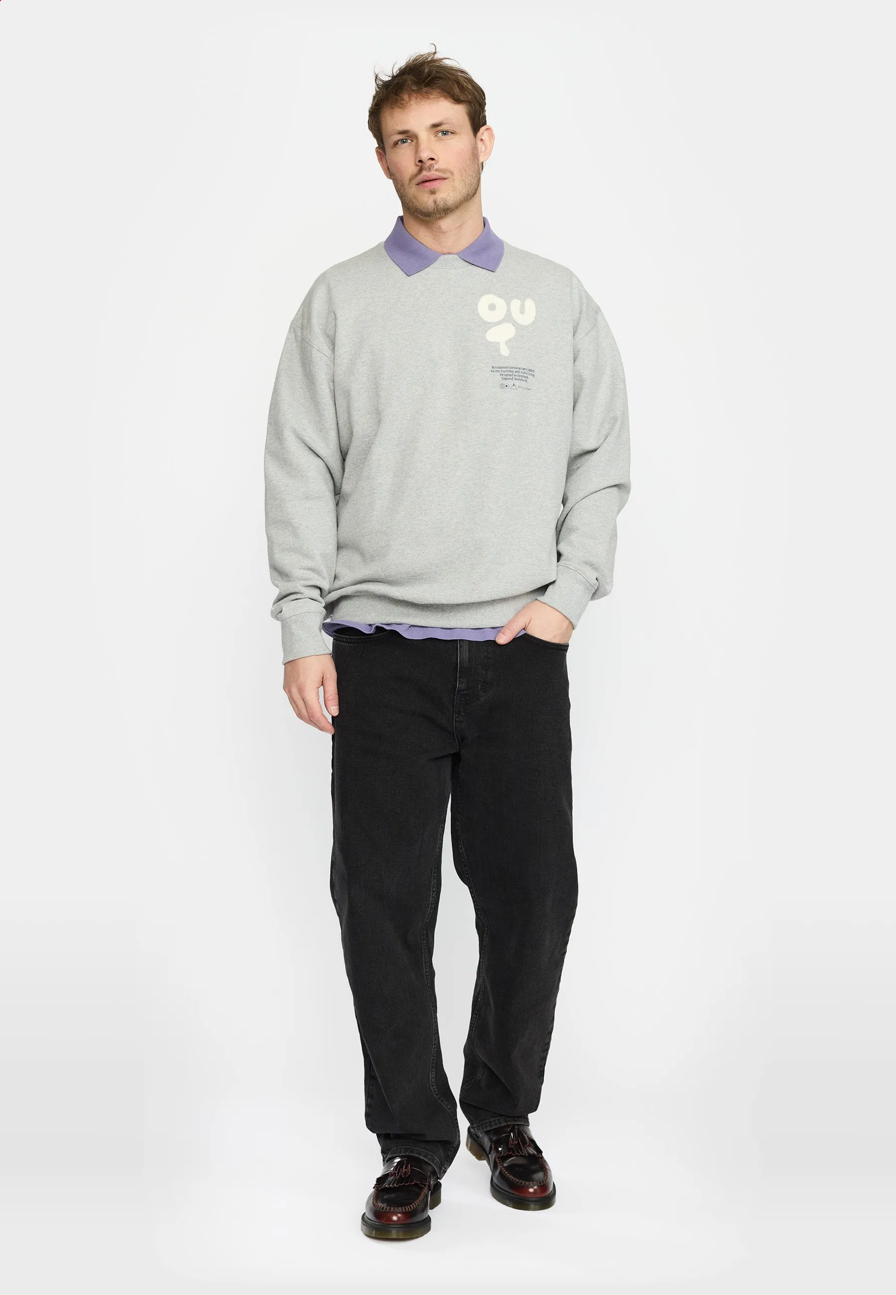 Printed Crewneck / 2802 CHA - Grey-melange sold by Revolution product image thumbnail 3