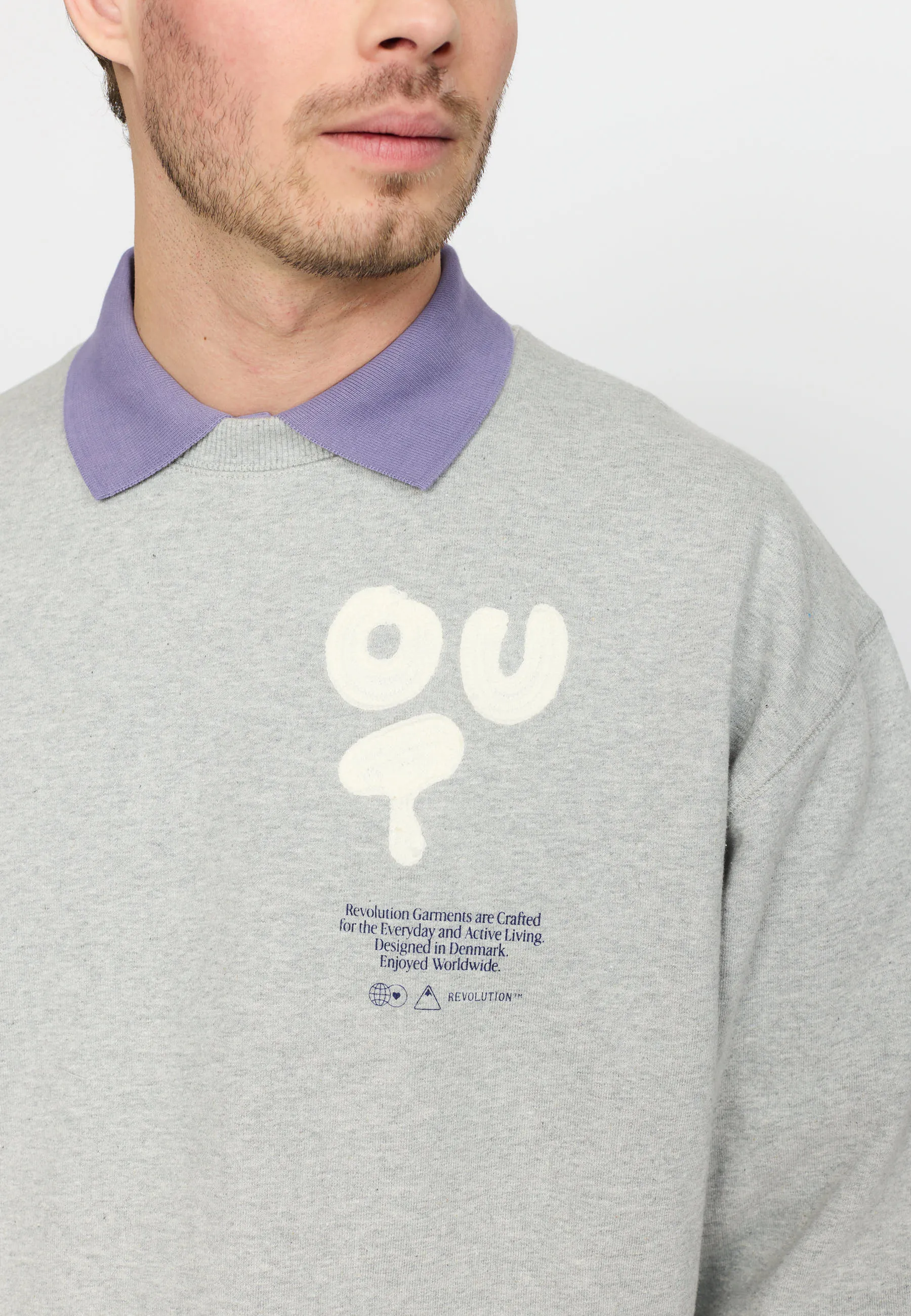 Printed Crewneck / 2802 CHA - Grey-melange sold by Revolution