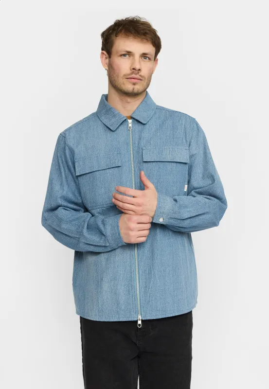 Zipped Denim Worker Shirt / 3221 - Lightblue sold by Revolution