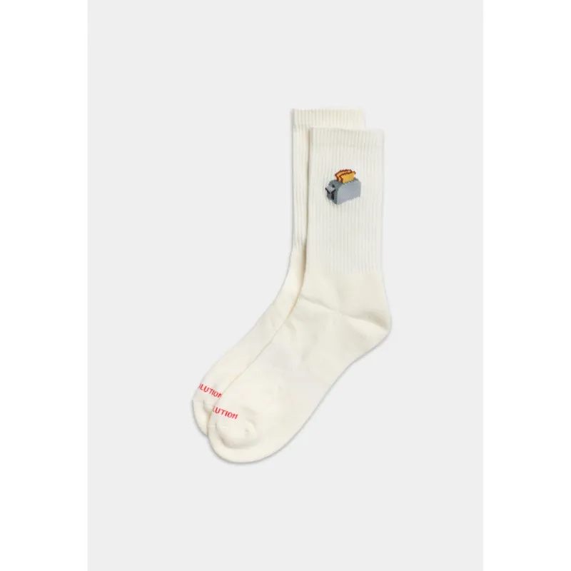 Jaquard Crew Sock / 8925 TOA - White sold by Revolution