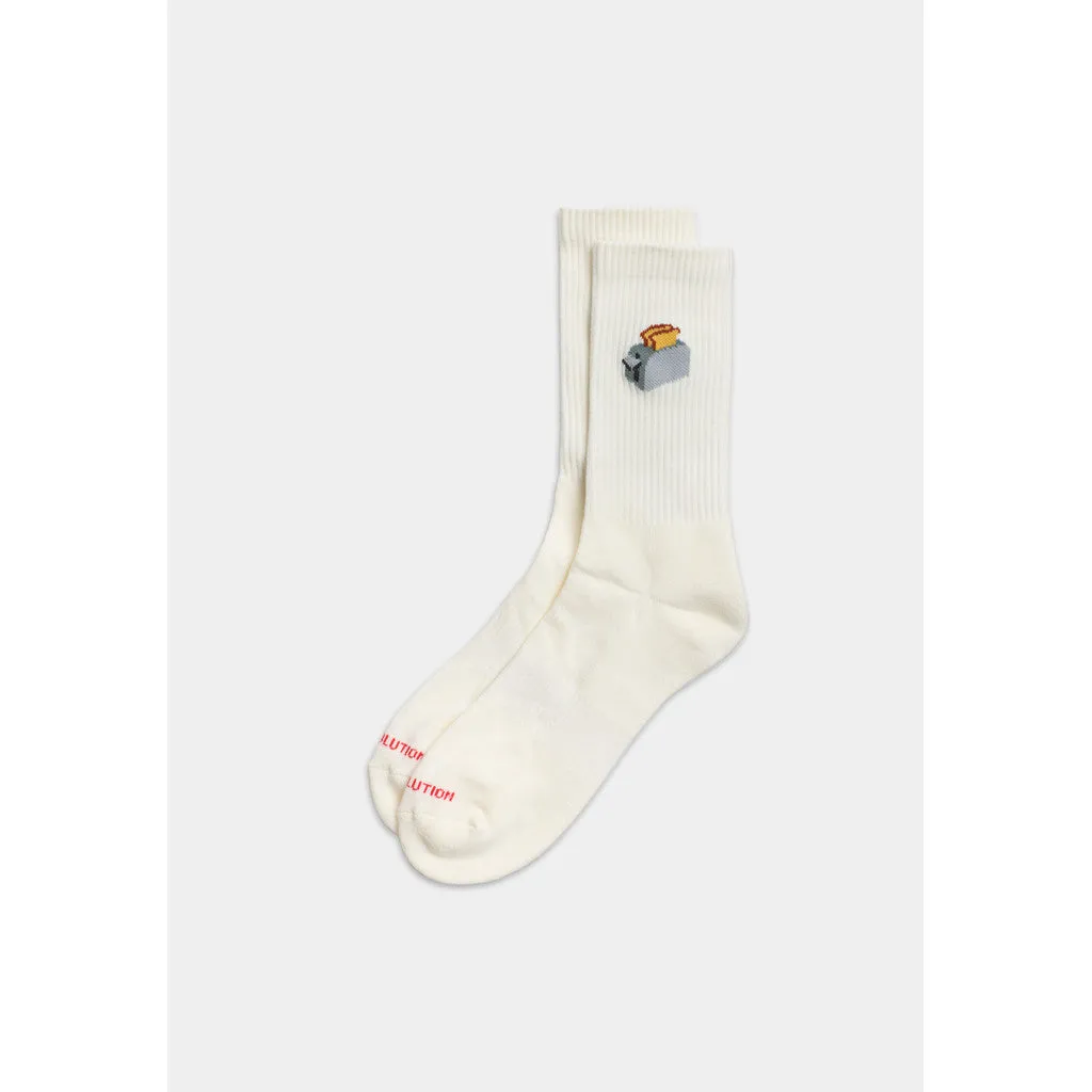 Jaquard Crew Sock / 8925 TOA - White sold by Revolution