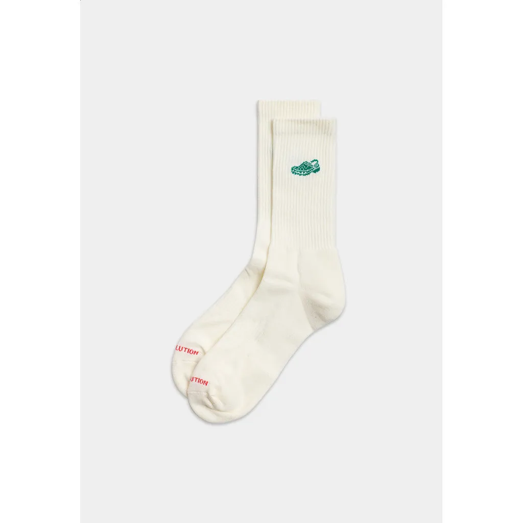 Jaquard Crew Sock / 8925 CRO - White sold by Revolution