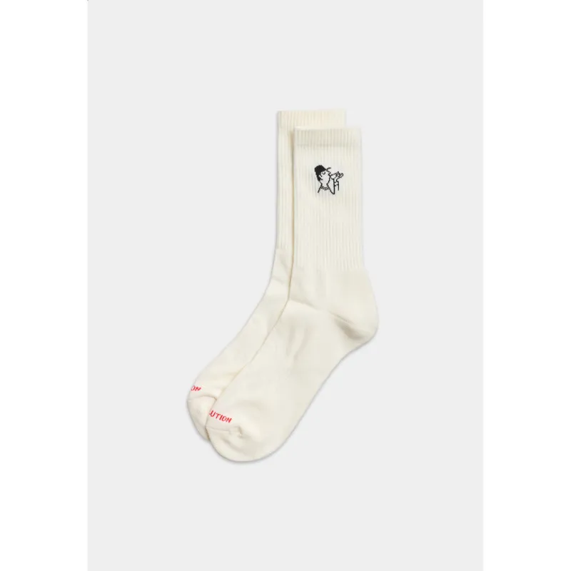 Jaquard Crew Sock / 8925 COF - White sold by Revolution