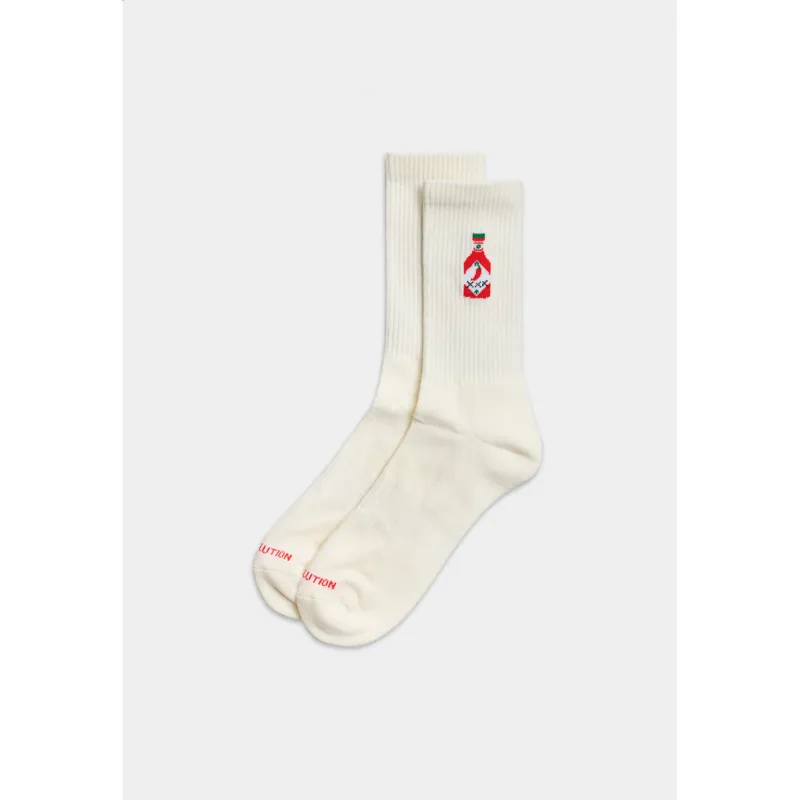 Jaquard Crew Sock / 8925 CHI - White sold by Revolution
