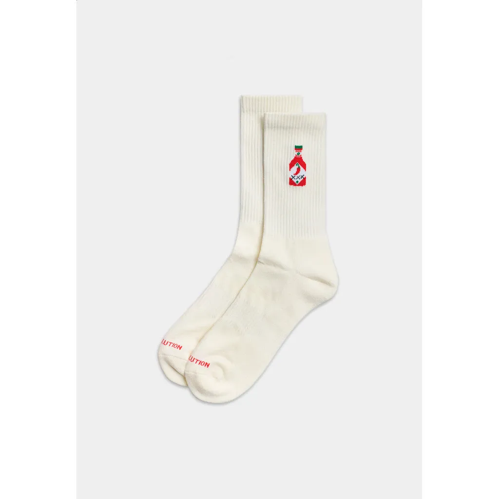 Jaquard Crew Sock / 8925 CHI - White sold by Revolution