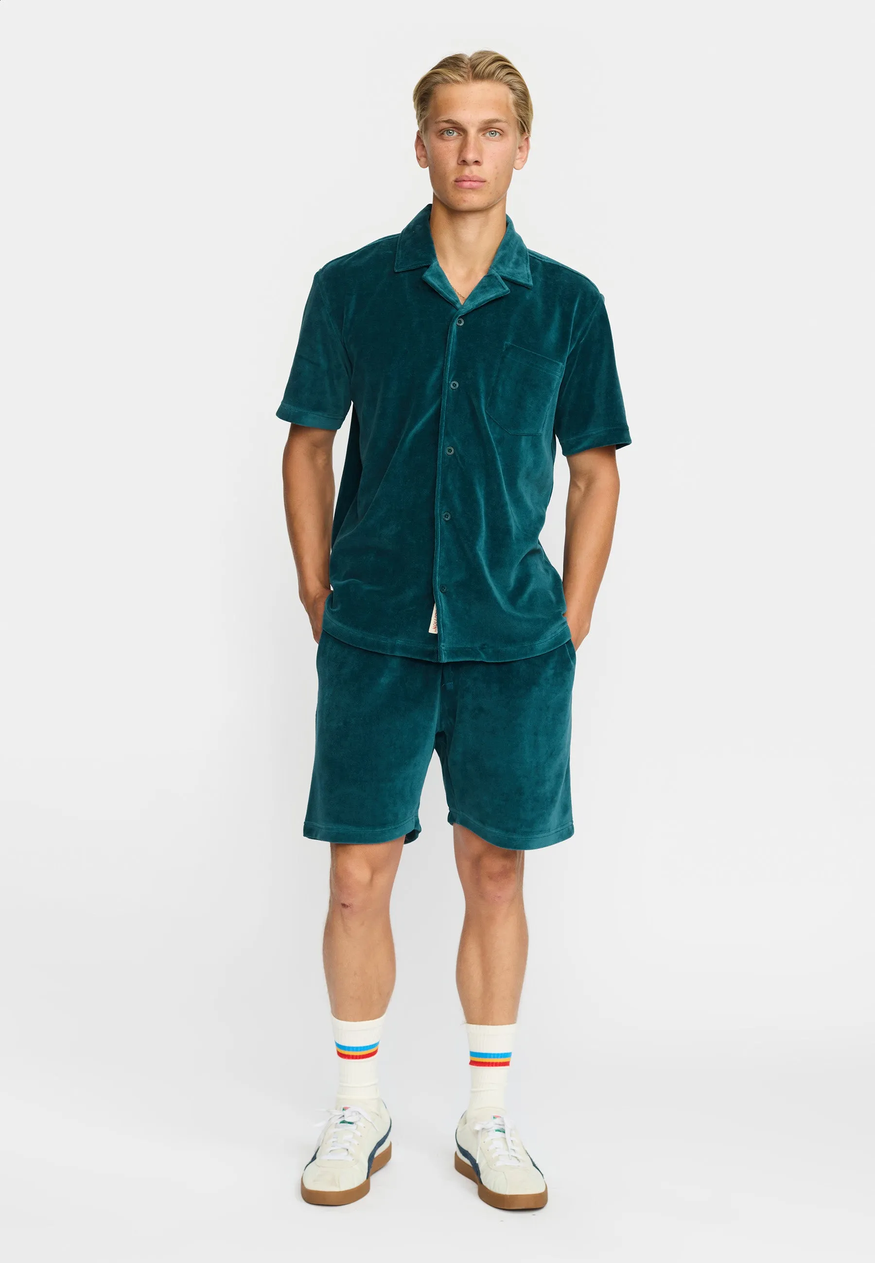 Velour Short-sleeved Cuban Shirt / 3233 - Darkpetrol sold by Revolution product image thumbnail 2