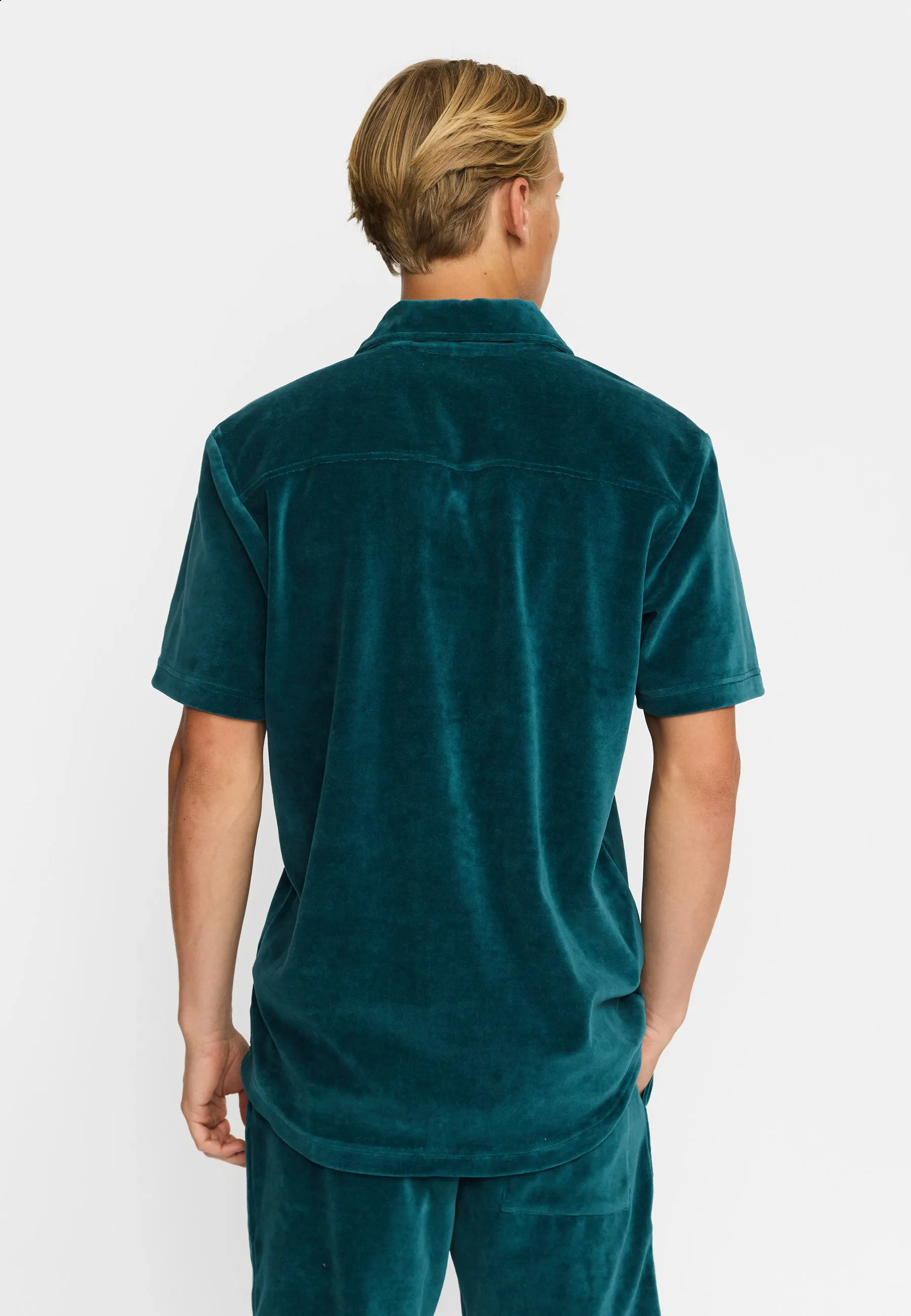 Velour Short-sleeved Cuban Shirt / 3233 - Darkpetrol sold by Revolution product image thumbnail 3