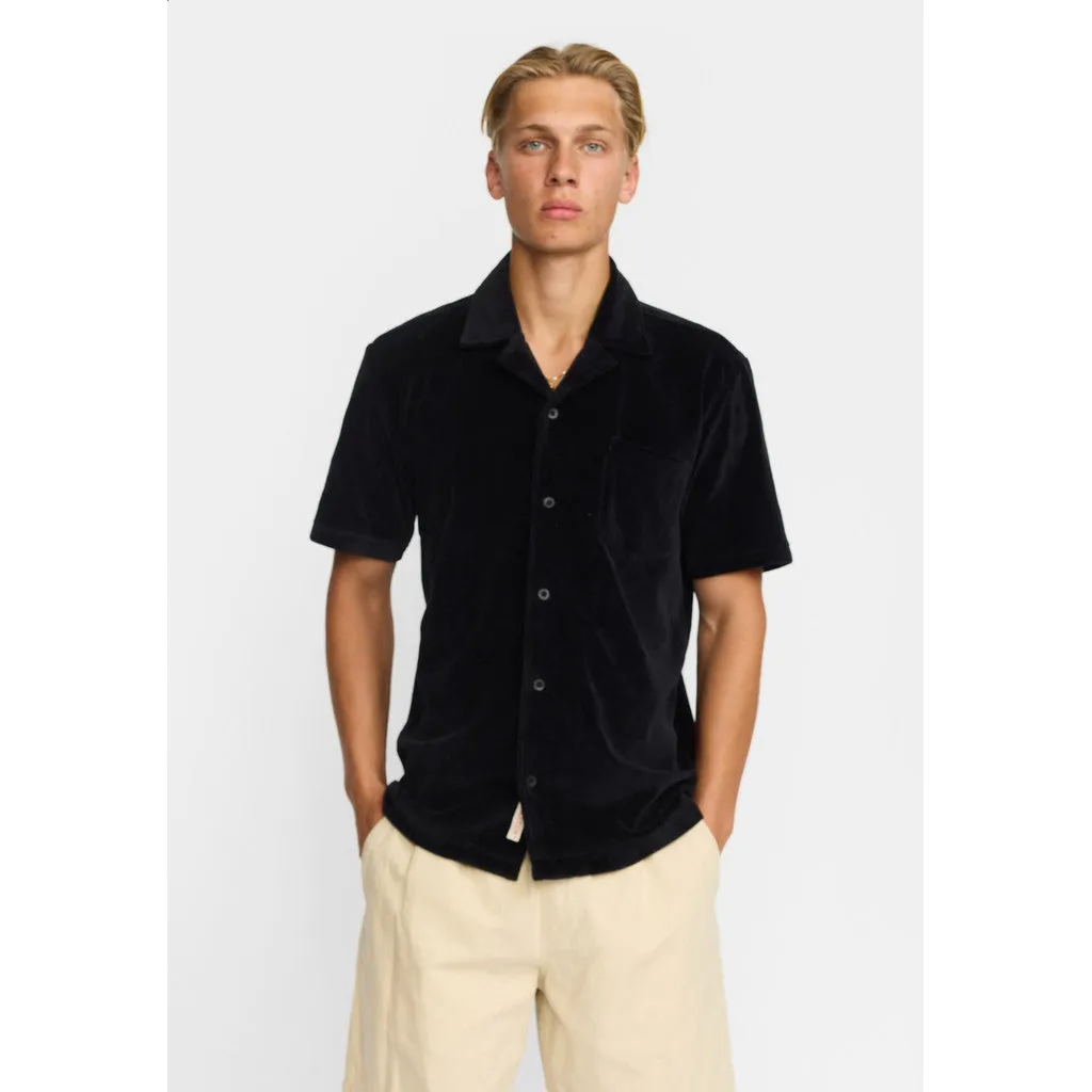 Velour Short-sleeved Cuban Shirt / 3233 - Black sold by Revolution