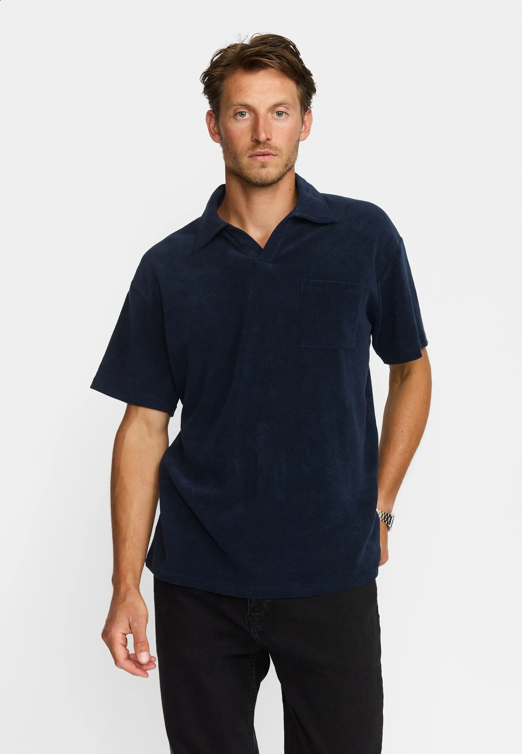 Terry Polo Shirt / 3232 - Navy sold by Revolution