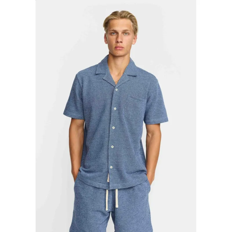 Short-sleeved Cuban Shirt / 3228 - Blue made by Revolution