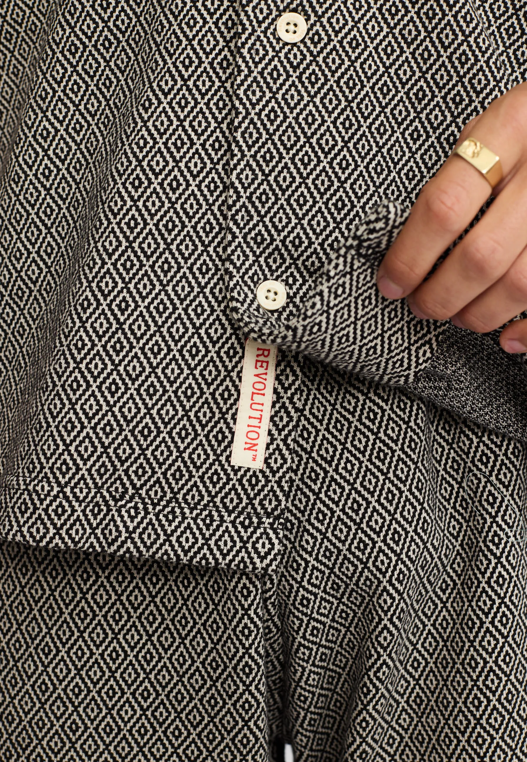 Jaquard Short-sleeved Cuban Shirt / 3175 - Black sold by Revolution product image thumbnail 5