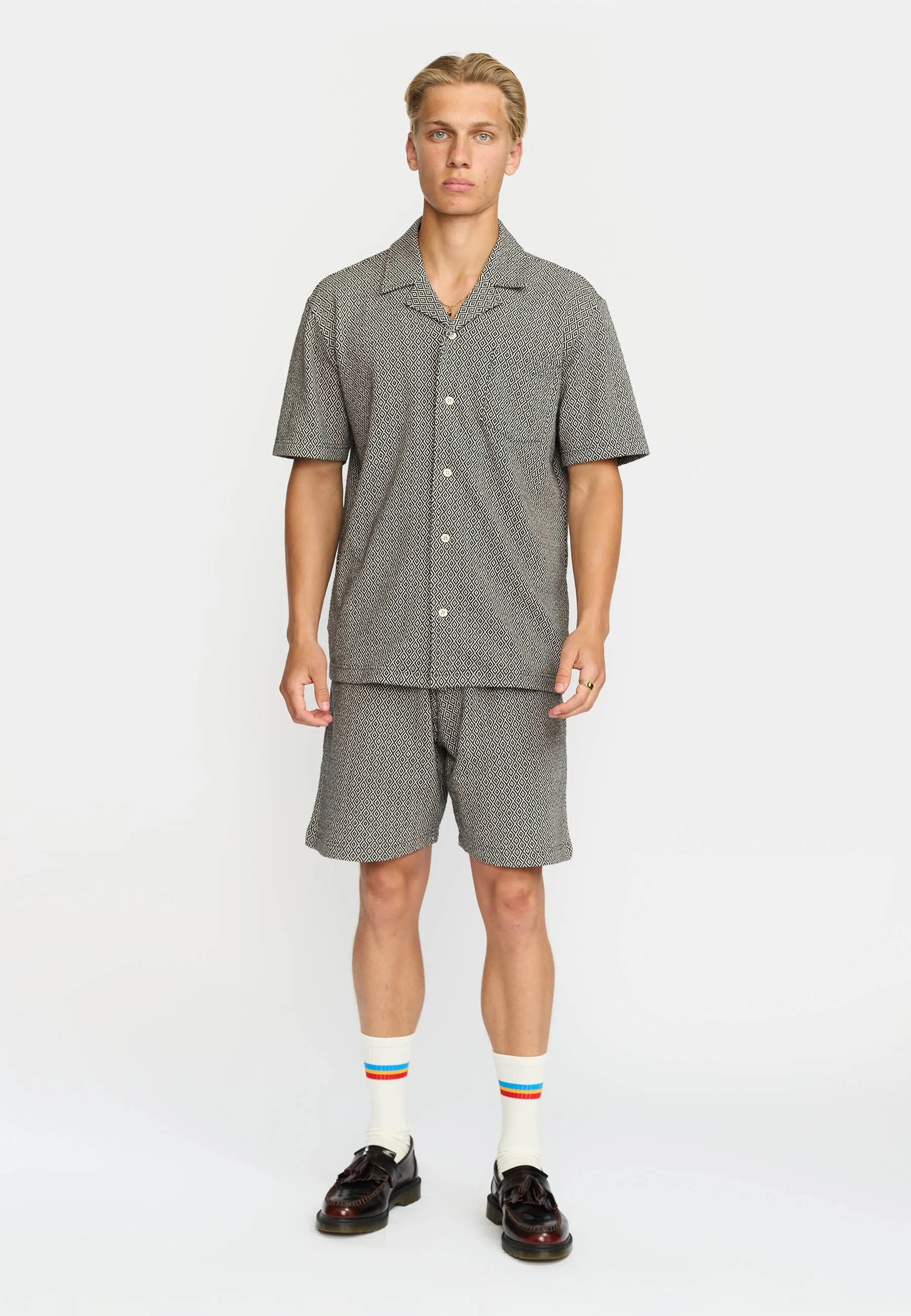 Jaquard Short-sleeved Cuban Shirt / 3175 - Black sold by Revolution product image thumbnail 2