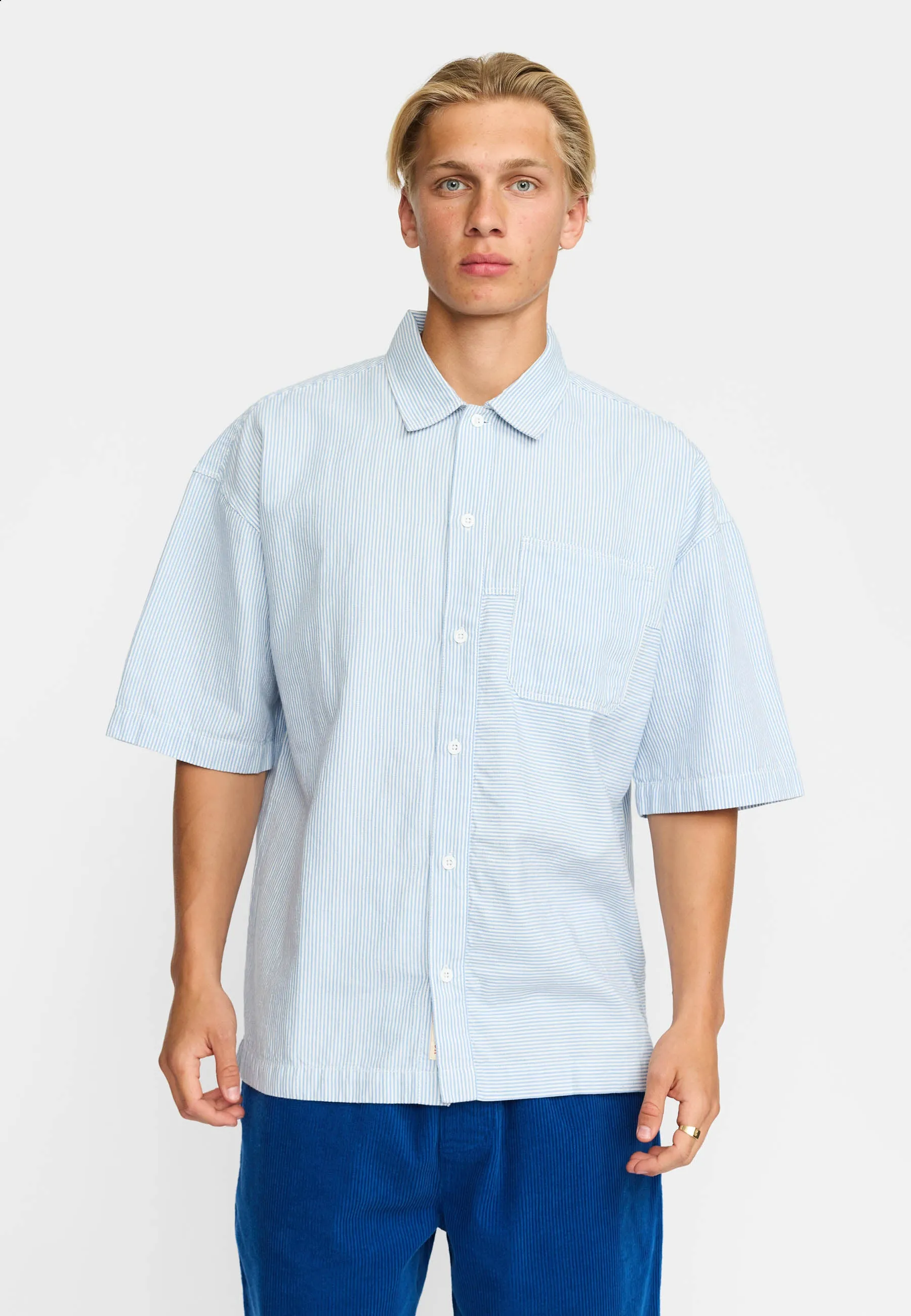 Oversize Short-sleeved Shirt / 3235 - Blue sold by Revolution
