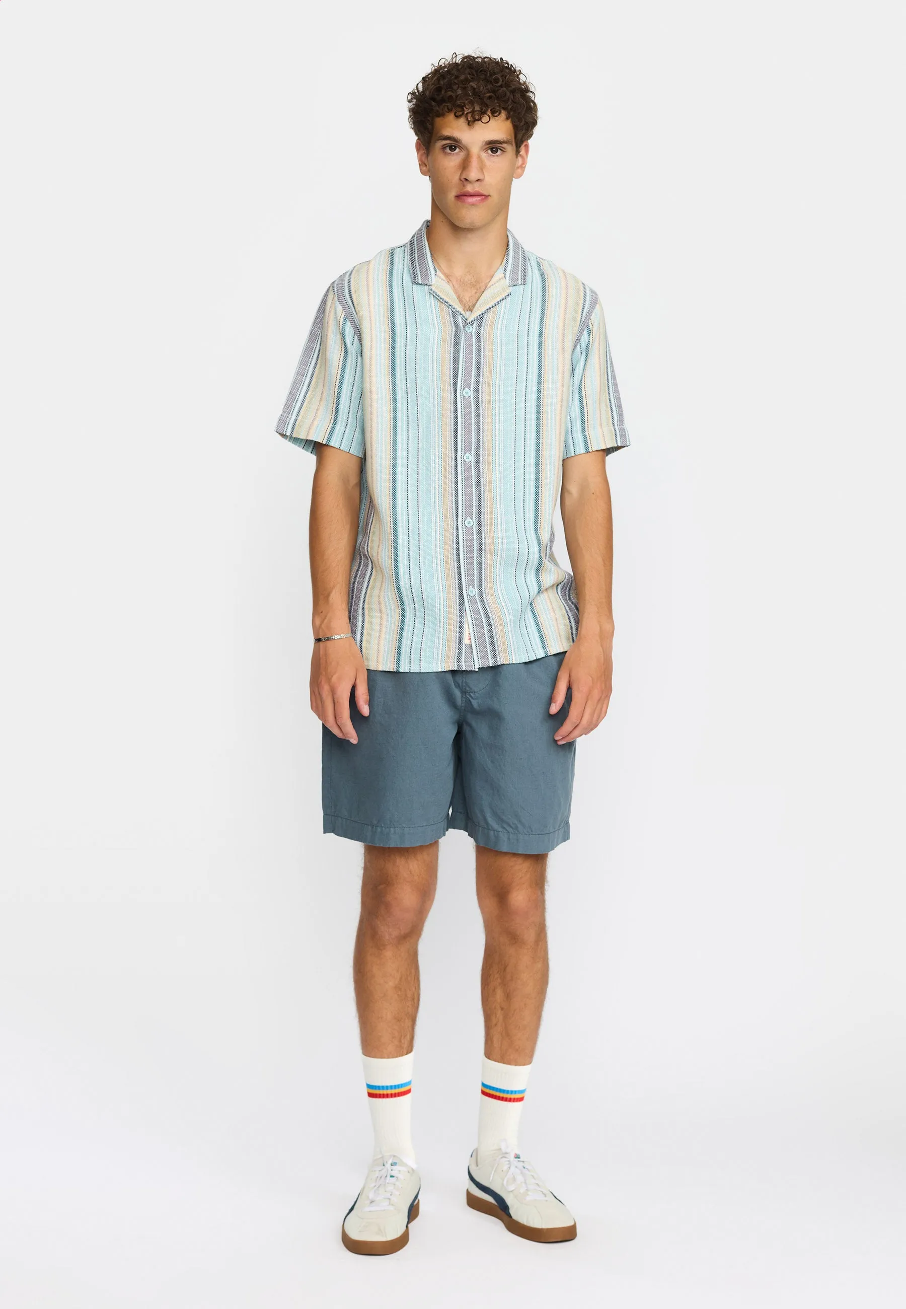 Short-sleeved Cuban Shirt / 3161 - Blue sold by Revolution