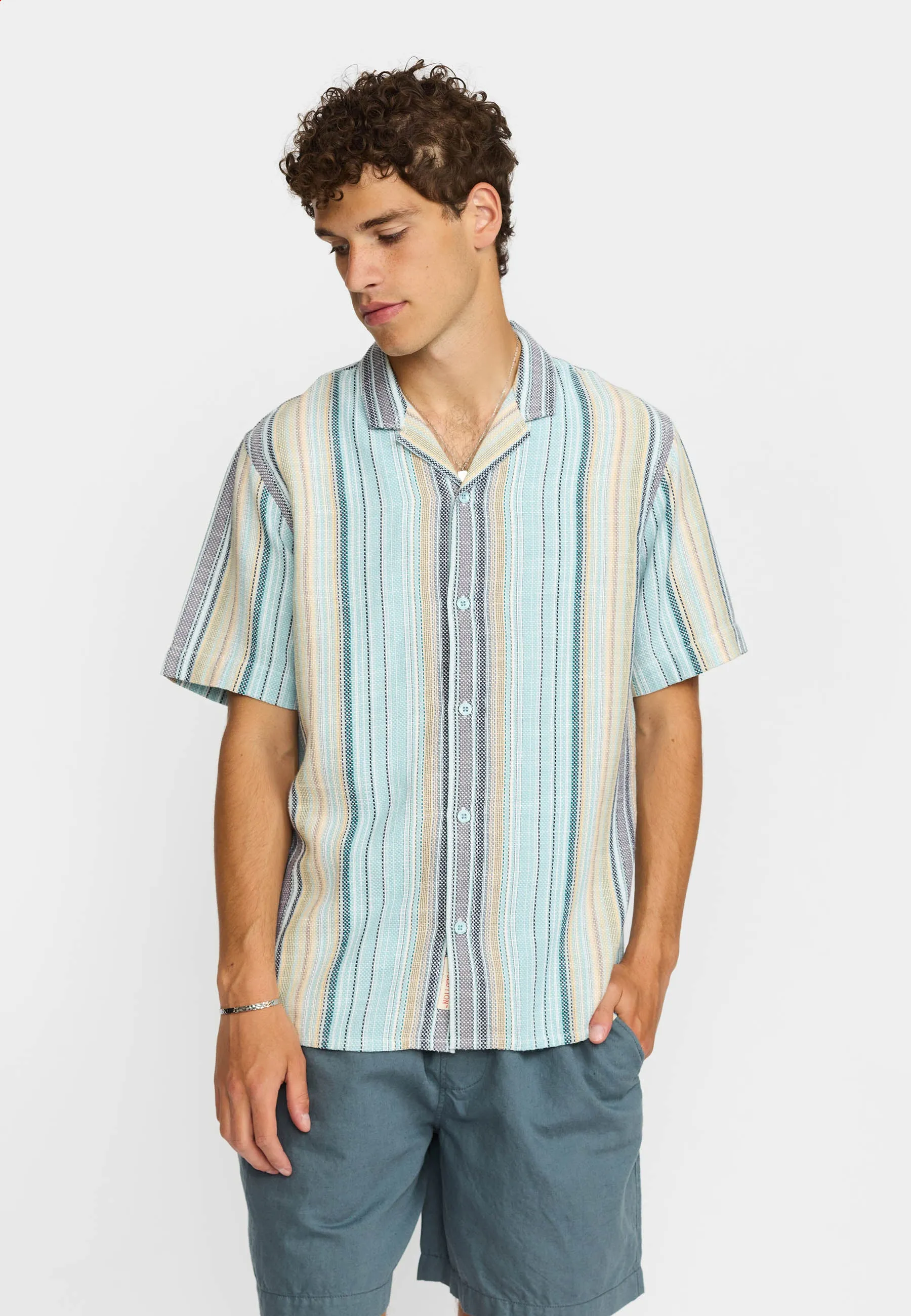 Short-sleeved Cuban Shirt / 3161 - Blue sold by Revolution product image thumbnail 2