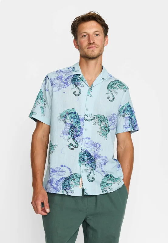 Short-sleeved Cuban Shirt / 3249 - Blue made by Revolution