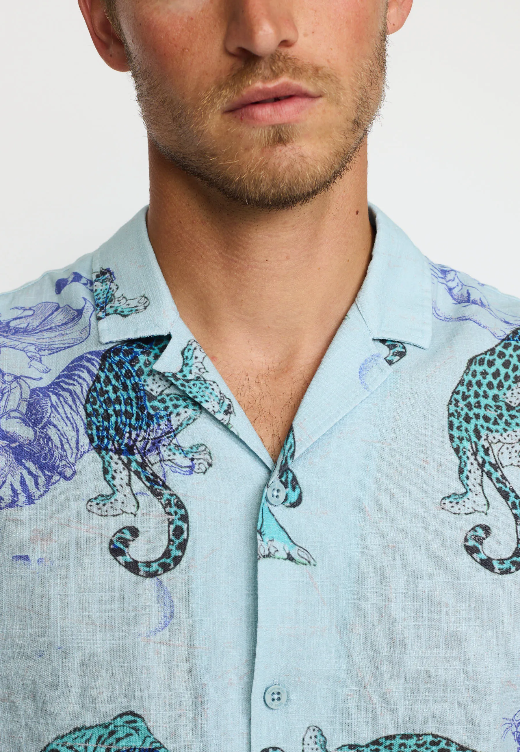 Short-sleeved Cuban Shirt / 3249 - Blue sold by Revolution product image thumbnail 3