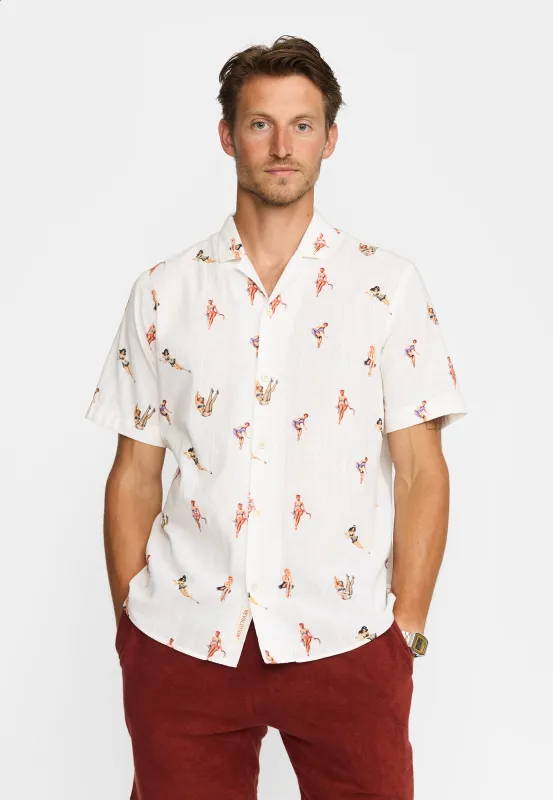 Short-sleeved Cuban Shirt / 3248 - Offwhite made by Revolution