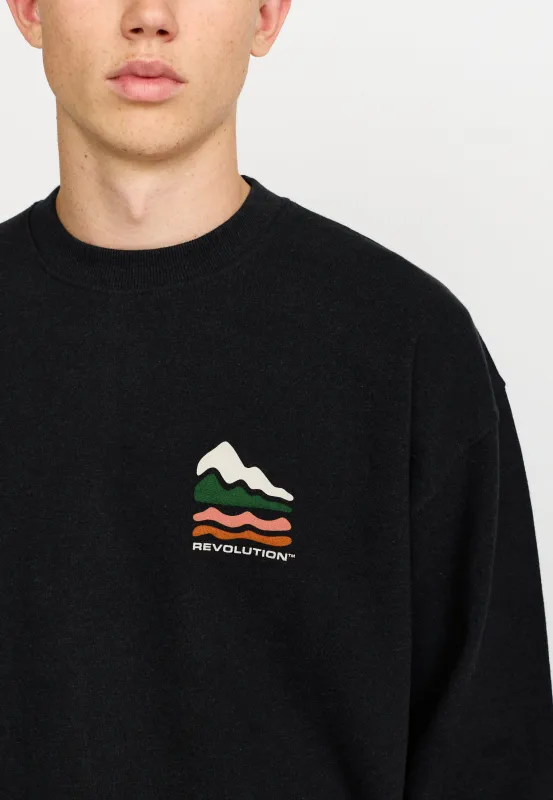 Printed Crewneck / 2812 TER - Black-melange made by Revolution