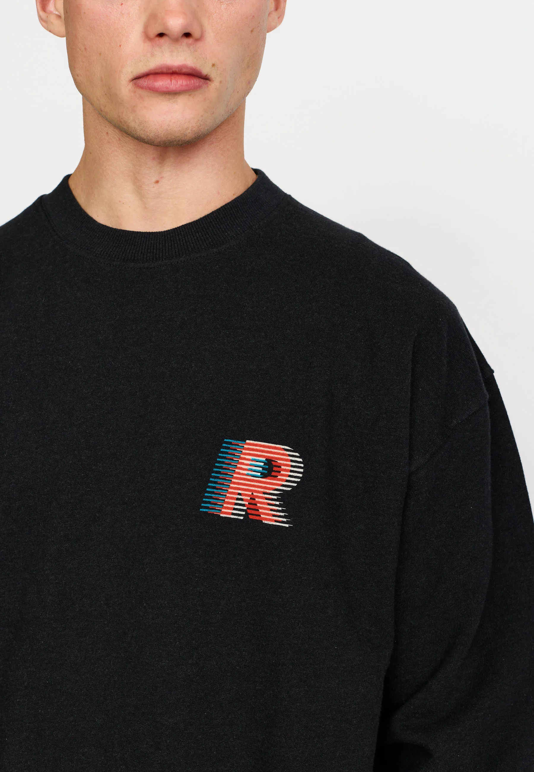Printed Crewneck / 2812 LIN - Black-melange sold by Revolution