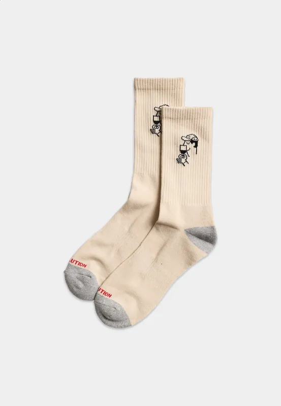 Jaquard Crew Sock / 8927 SME - Offwhite made by Revolution