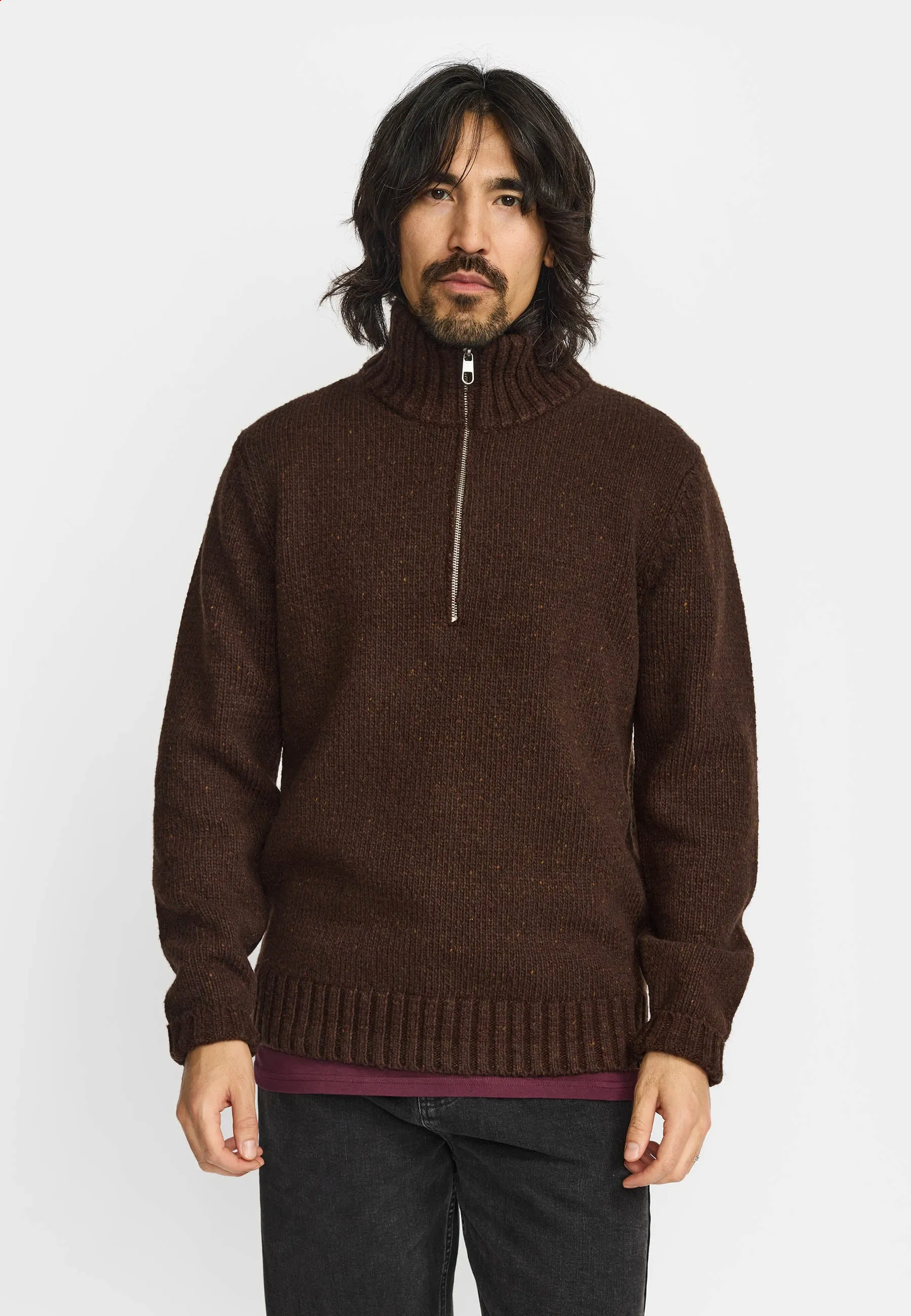Half-zip Knit / 6619 - Darkbrown sold by Revolution