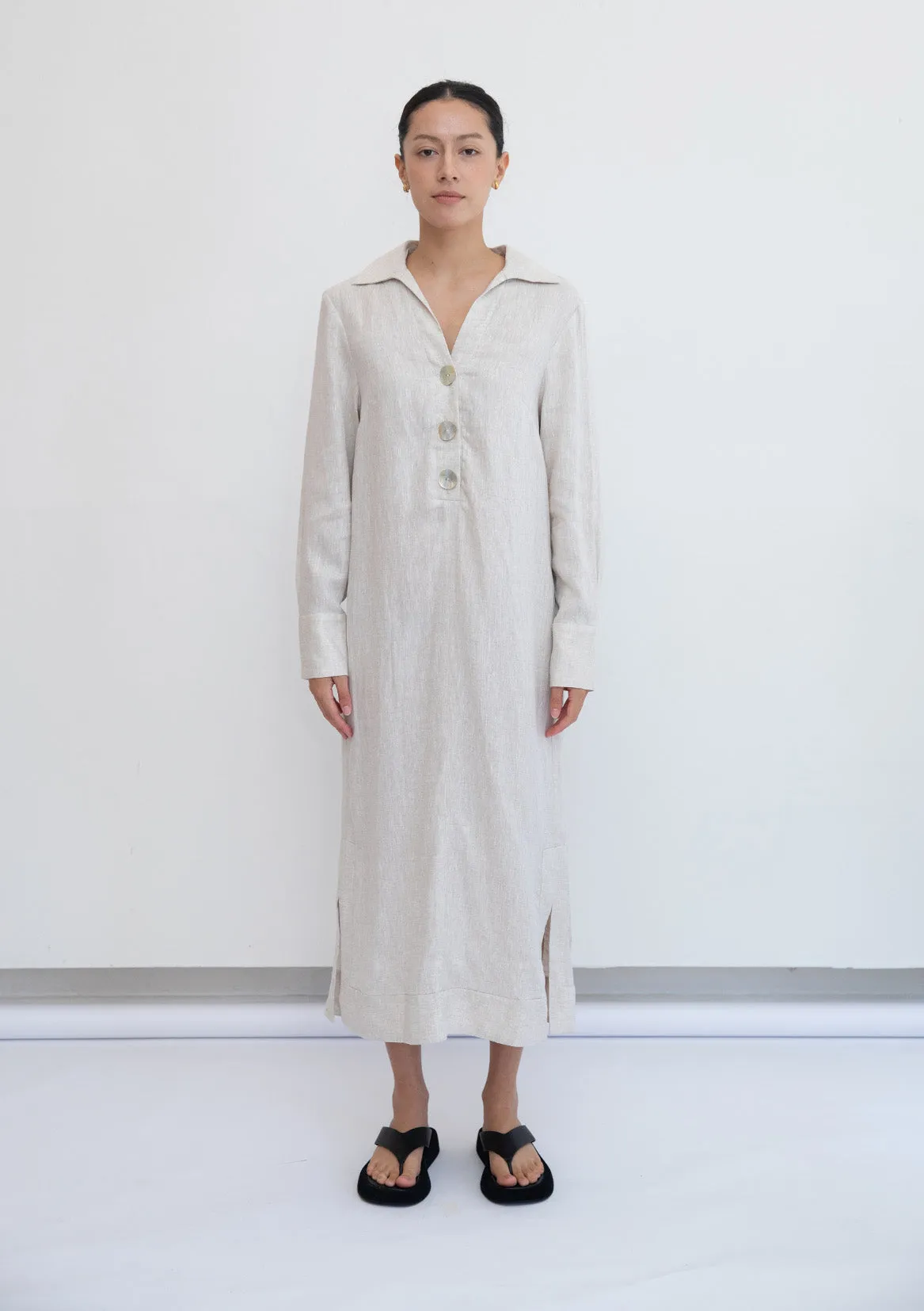 Linen Maxine Dress Natural | S2566 sold by Jillian Boustred