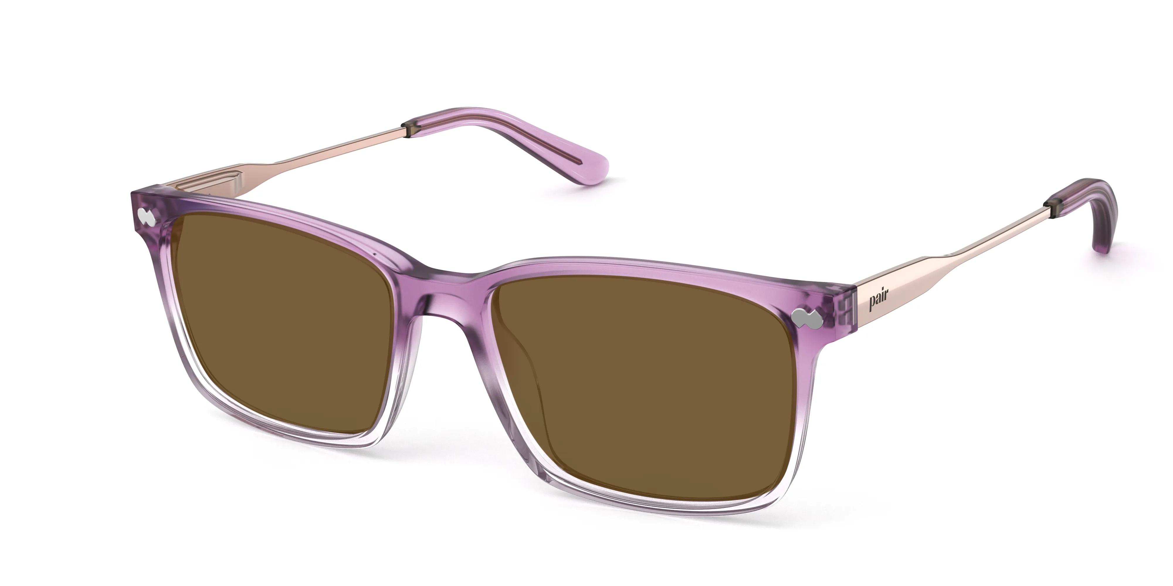 The Kirby - Violet Pearlized Gradient Acetate Rose Gold Metal Sun sold by Pair Eyewear product image thumbnail 2