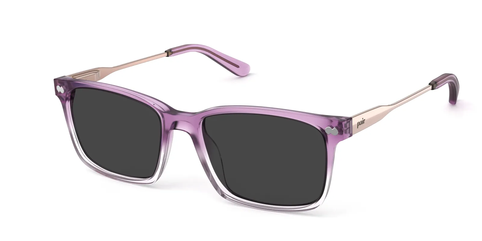 The Kirby - Violet Pearlized Gradient Acetate Rose Gold Metal Sun made by Pair Eyewear