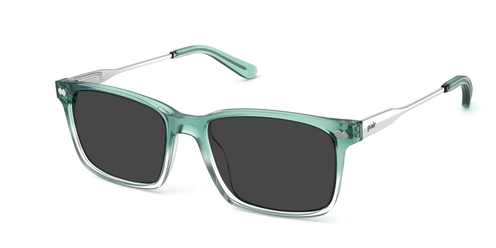 The Kirby - Teal Pearlized Gradient Acetate Silver Metal Sun made by Pair Eyewear