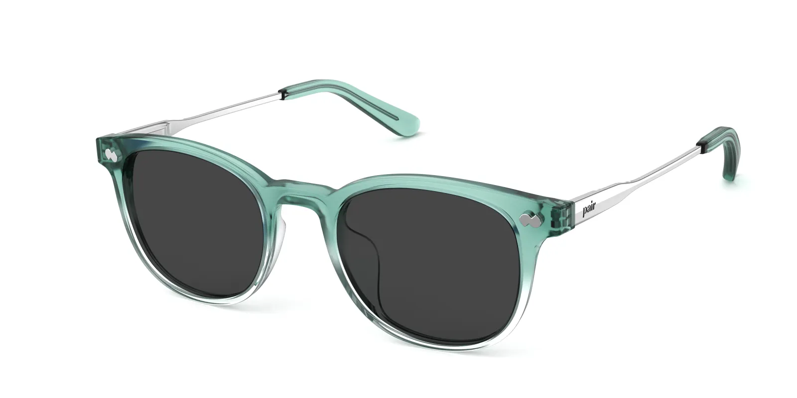 The Reese - Teal Pearlized Gradient Acetate Silver Metal Sun made by Pair Eyewear