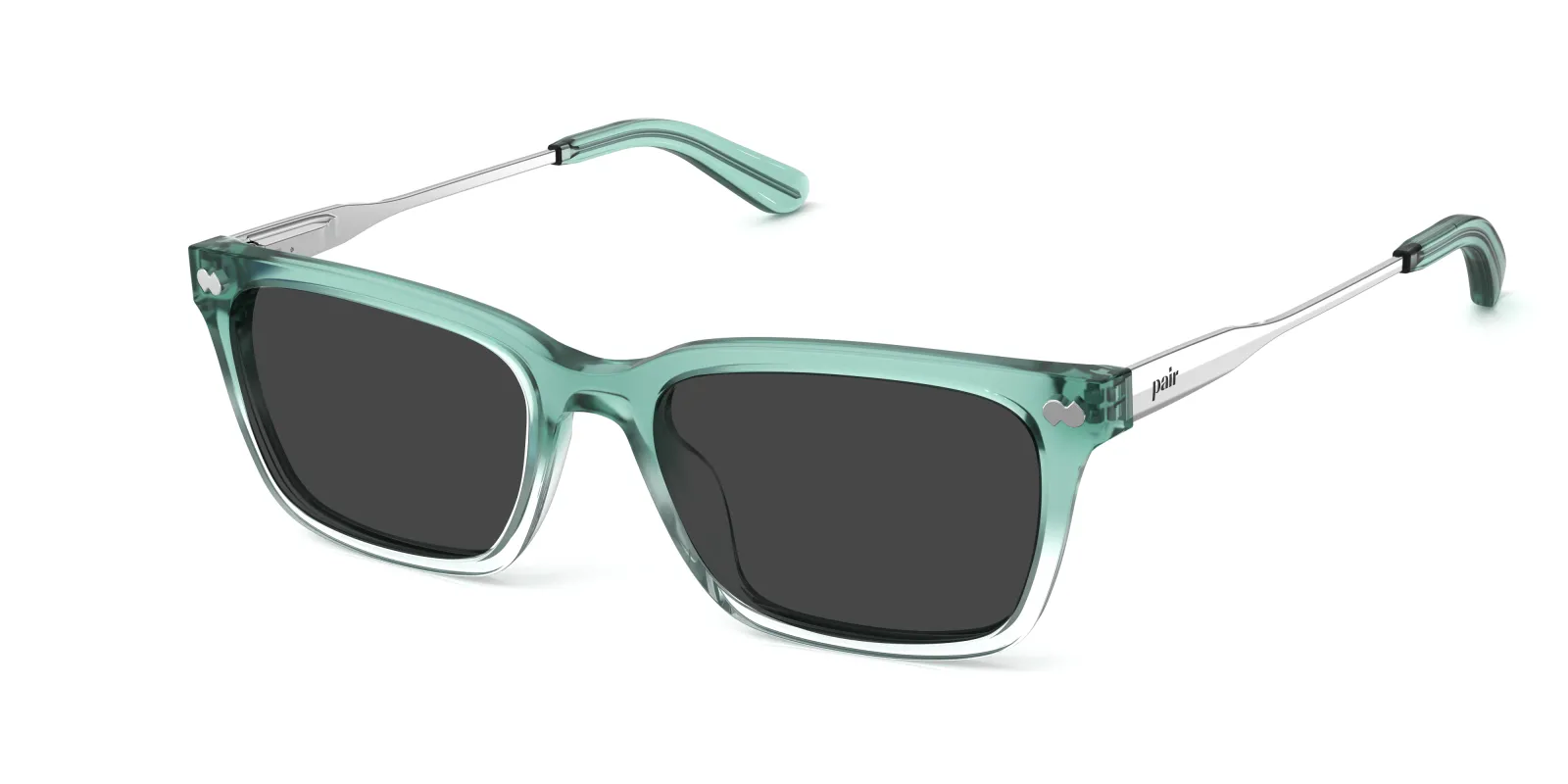 The Larkin - Teal Pearlized Gradient Acetate Silver Metal Sun made by Pair Eyewear