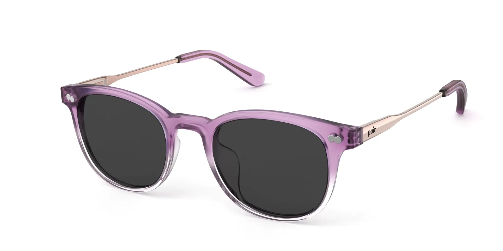 The Reese - Violet Pearlized Gradient Acetate Rose Gold Metal Sun made by Pair Eyewear