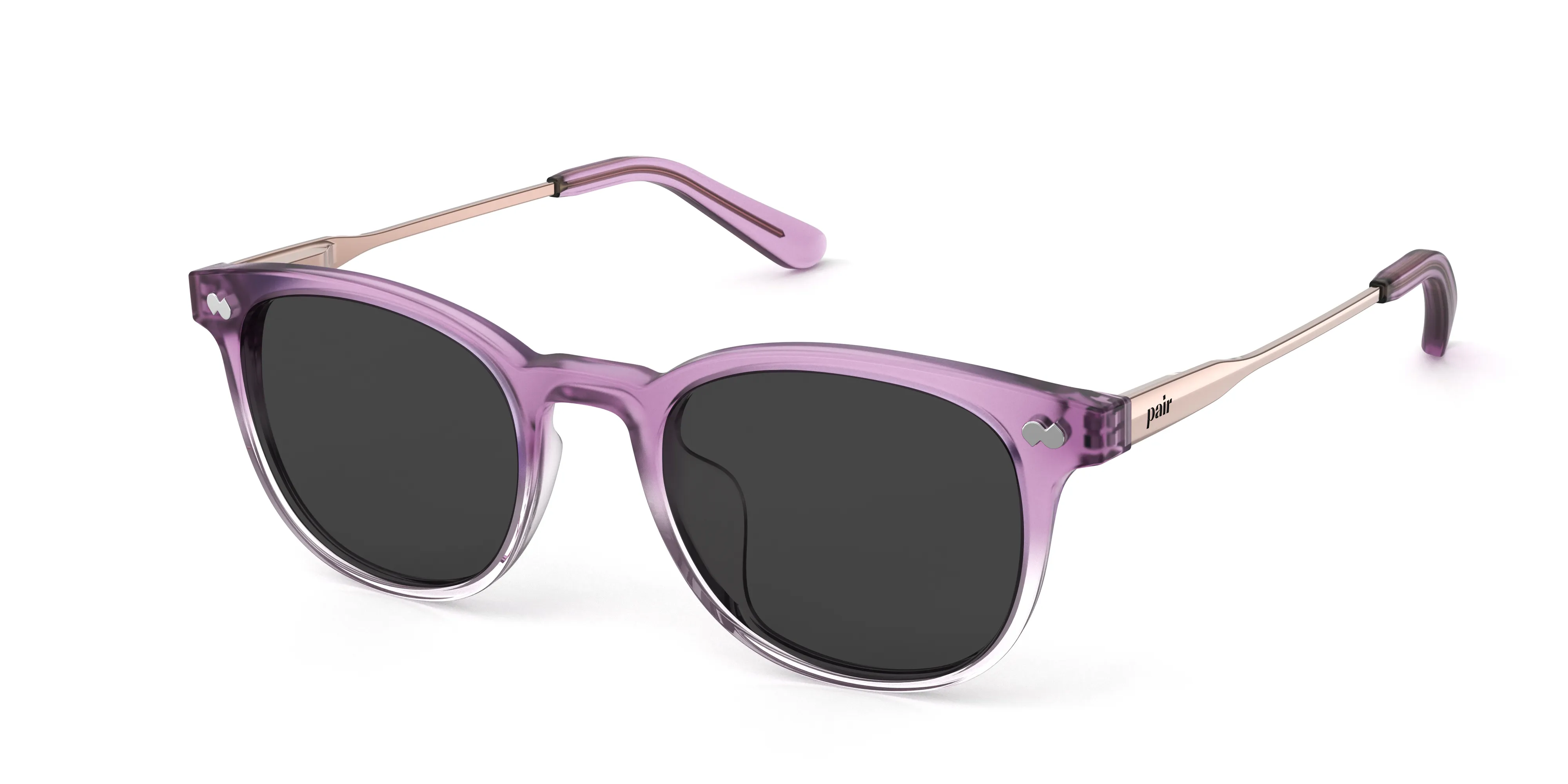 The Reese - Violet Pearlized Gradient Acetate Rose Gold Metal Sun sold by Pair Eyewear