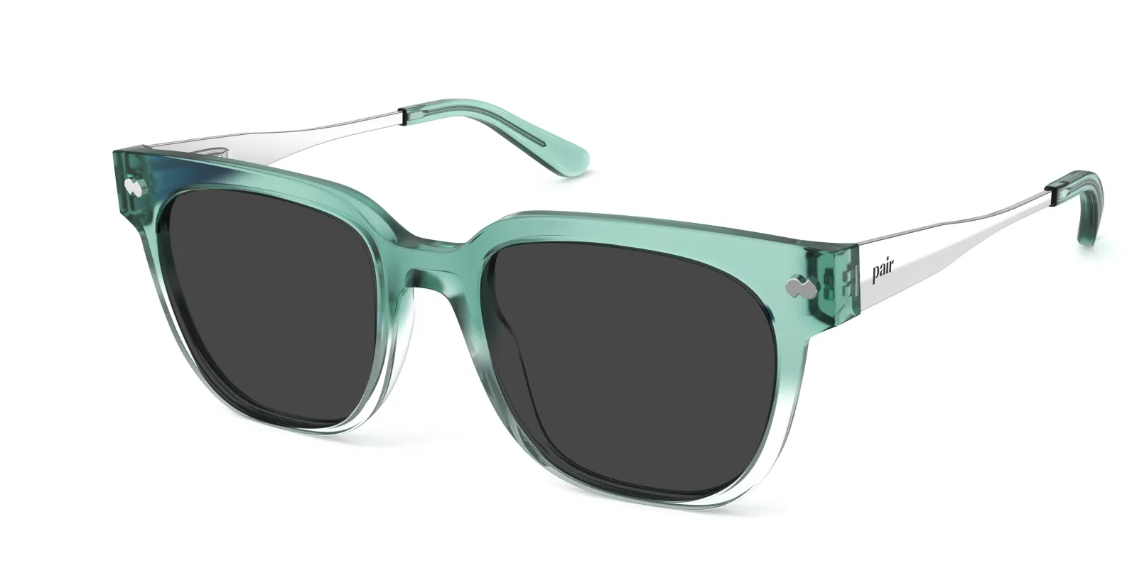 The Murphy - Teal Pearlized Gradient Acetate Silver Metal Sun made by Pair Eyewear
