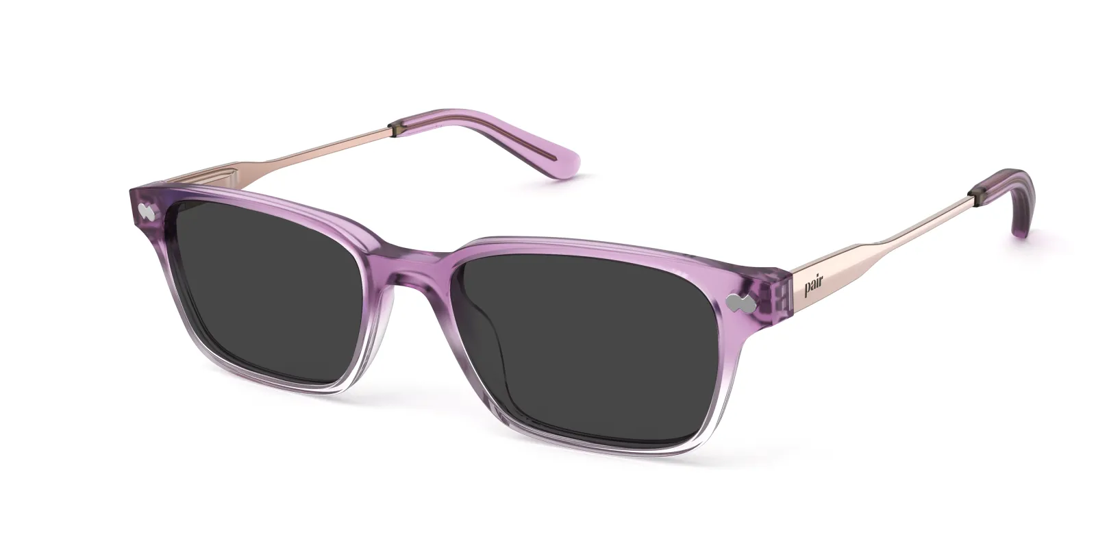 The Finley - Violet Pearlized Gradient Acetate Rose Gold Metal Sun made by Pair Eyewear