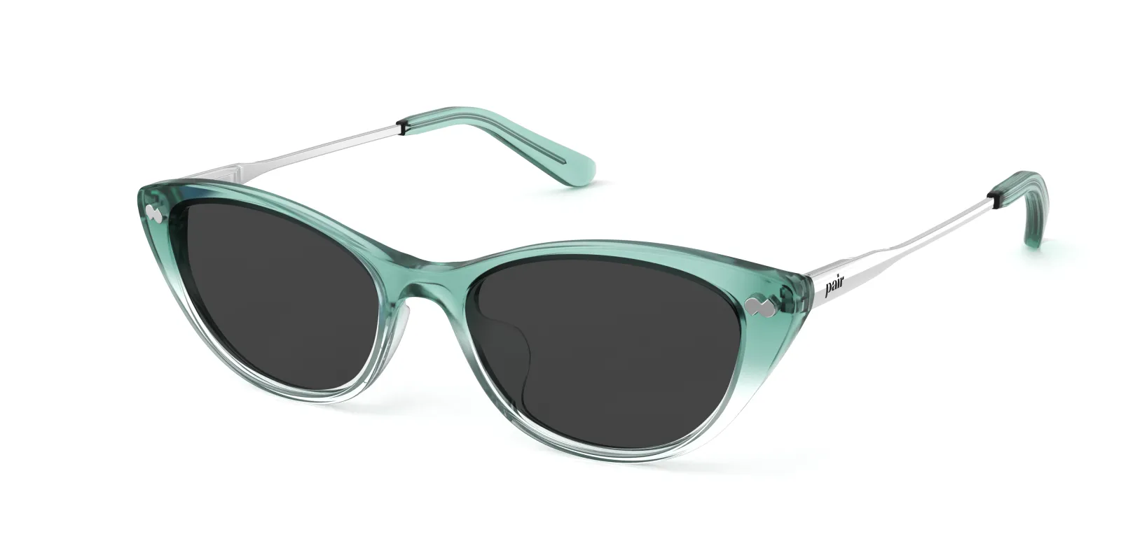 The ella - Teal Pearlized Gradient Acetate Silver Metal Sun made by Pair Eyewear