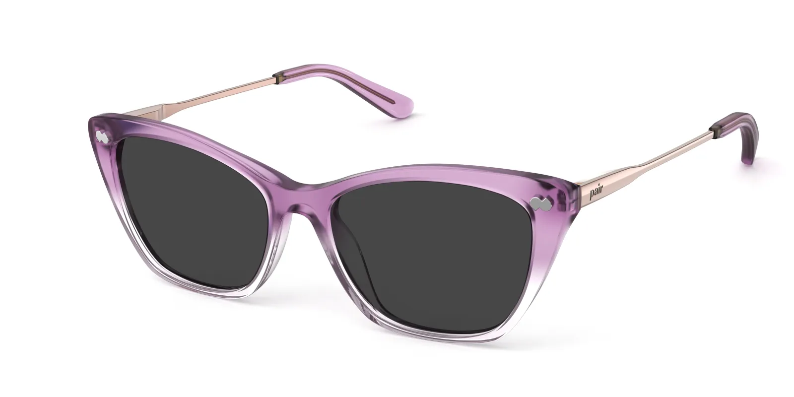 The Wanda - Violet Pearlized Gradient Acetate Rose Gold Metal Sun made by Pair Eyewear