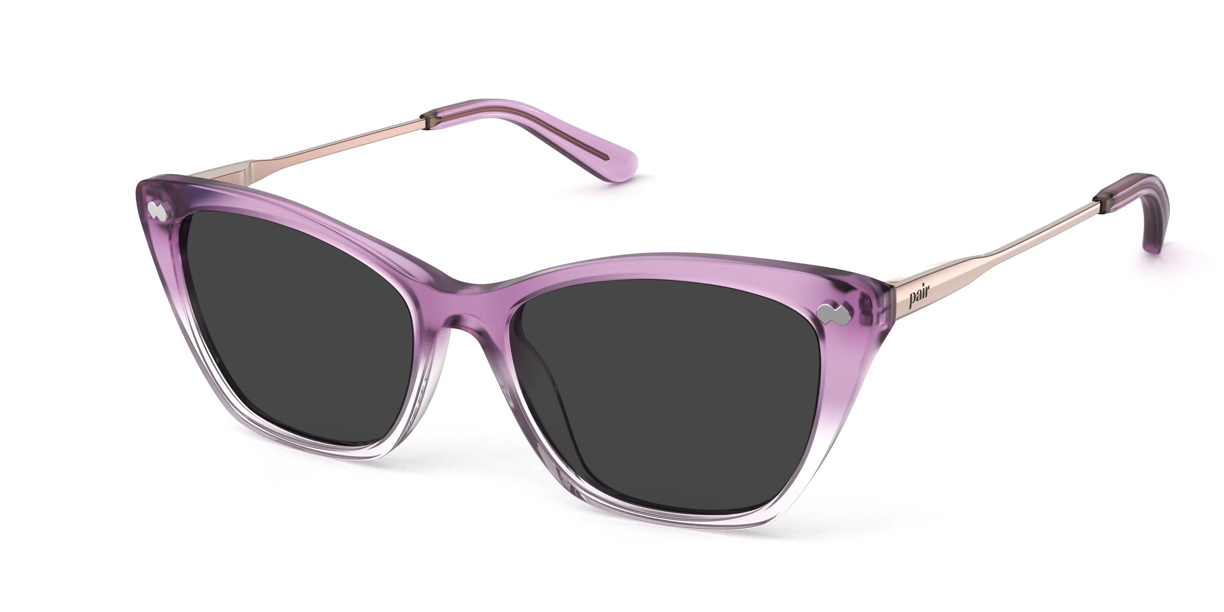 The Wanda - Violet Pearlized Gradient Acetate Rose Gold Metal Sun sold by Pair Eyewear
